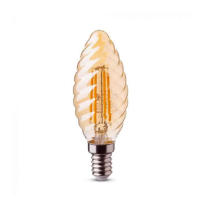 E14 LED kaarslamp ribbel amber 2 Watt Dimbaar 2400K Extra warm